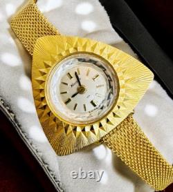 Rare Vintage Swiss Nivada Gold-Plated Modernist Watch 70016