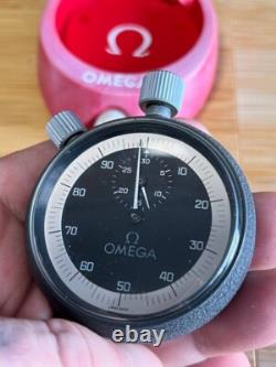 Rare Vintage Swiss Omega Manual Winding Stopwatch With Original Omega Box