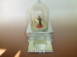 Rare Vintage Swiss Reuge Dancing Music Box Automaton Musical Storage Metal Case