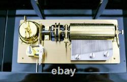 Rare Vintage Swiss Reuge Inlaid Walnut & Ebonised 5 Barrel Musical Music Box