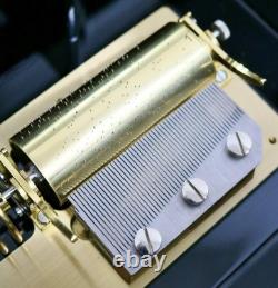 Rare Vintage Swiss Reuge Inlaid Walnut & Ebonised 5 Barrel Musical Music Box