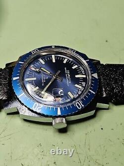 Rare & Vintage Swiss Seawatch Diver Watch WithDate In Blue