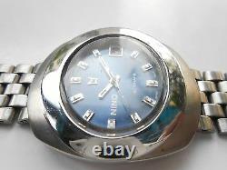 Rare Vintage Swiss Ss Blue Oval Dial & Case Ss Nino Daydate Men Automatic Watch