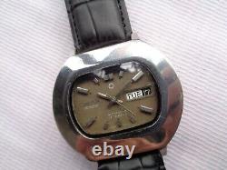 Rare Vintage Swiss Ss Omax Geneve Gray Tv Dial Dayd Mens Automatic Wristwatch