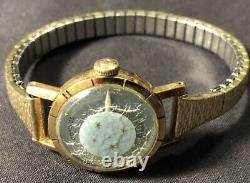 Rare Vintage Swiss Watch Consul Lunastar Manual 17 Jewel Gold Plaque 20 Women's