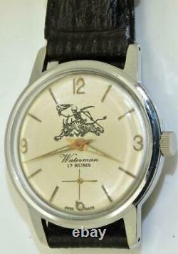 Rare Vintage Swiss Waterman Memento Mori Skeleton Grim Reaper Wristwatch c1960's