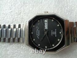 Rare Vintage Swiss West End Watch Sower Hexagon Ss Men's Automatic Wristwatch