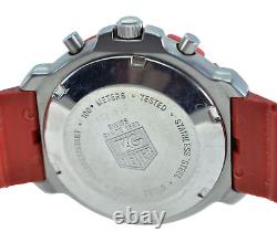 Rare Vintage Tag Heuer 37mm Formula 1 Red Chronograph SS Watch Reference 472.513