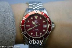 Rare Vintage Tag Heuer Red Dial 1000 Series Wristwatch 980 913 N Swiss Made