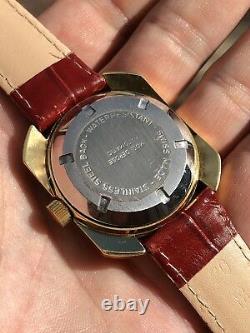 Rare Vintage Technos Oversized Tenor Dorly Jump Hour Automatic Mens Watch Swiss