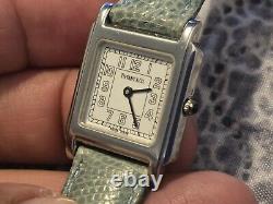 Rare Vintage Tiffany & Co Stainless Steel Swiss Made Square Quartz Ladies Watch