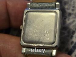 Rare Vintage Tiffany & Co Stainless Steel Swiss Made Square Quartz Ladies Watch