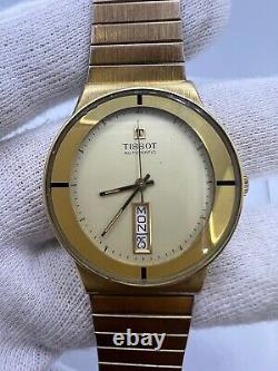 Rare Vintage Tissot Day-Date Gold Plated Automatic Swiss Wrist Watch