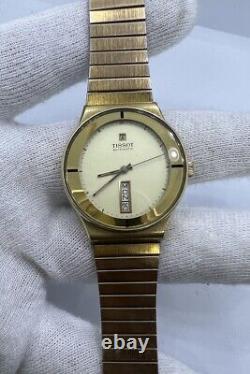 Rare Vintage Tissot Day-Date Gold Plated Automatic Swiss Wrist Watch