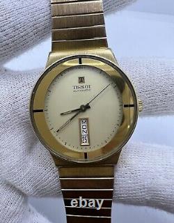 Rare Vintage Tissot Day-Date Gold Plated Automatic Swiss Wrist Watch