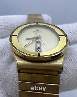 Rare Vintage Tissot Day-Date Gold Plated Automatic Swiss Wrist Watch