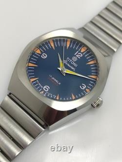 Rare Vintage Titoni Airmaster Blue Dial 17 Jewels Manual Wind Swiss Made Watch