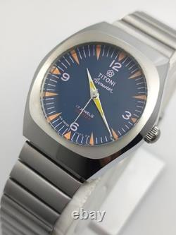 Rare Vintage Titoni Airmaster Blue Dial 17 Jewels Manual Wind Swiss Made Watch