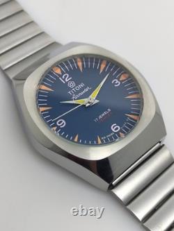 Rare Vintage Titoni Airmaster Blue Dial 17 Jewels Manual Wind Swiss Made Watch