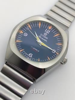 Rare Vintage Titoni Airmaster Blue Dial 17 Jewels Manual Wind Swiss Made Watch