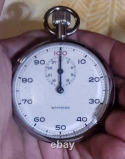 Rare Vintage Wakmann Swiss Stopwatch Mechanical Wind-Up Fully Functional