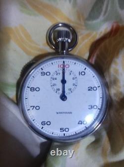 Rare Vintage Wakmann Swiss Stopwatch Mechanical Wind-Up Fully Functional
