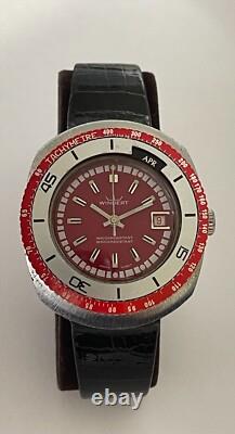 Rare Vintage Windert Watch Swiss Pilots Watch Month Indicator Burgundy Dial
