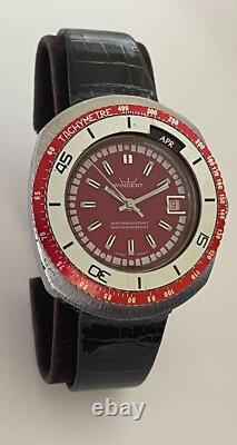 Rare Vintage Windert Watch Swiss Pilots Watch Month Indicator Burgundy Dial