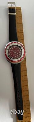 Rare Vintage Windert Watch Swiss Pilots Watch Month Indicator Burgundy Dial