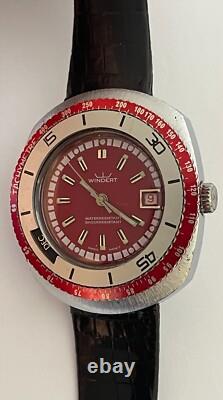 Rare Vintage Windert Watch Swiss Pilots Watch Month Indicator Burgundy Dial