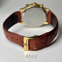 Rare Vintage Wittnauer Moon Phase World Time Dual Calender Swiss 37mm Watch Gold