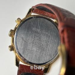 Rare Vintage Wittnauer Moon Phase World Time Dual Calender Swiss 37mm Watch Gold