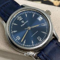 Rare Vintage WylerVetta Watch Automatic Blue Dial Swiss Made Men's Wristwatch