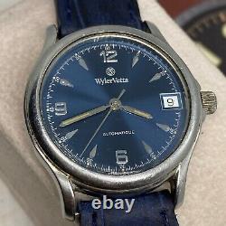 Rare Vintage WylerVetta Watch Automatic Blue Dial Swiss Made Men's Wristwatch