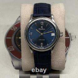 Rare Vintage WylerVetta Watch Automatic Blue Dial Swiss Made Men's Wristwatch