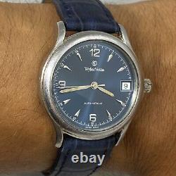 Rare Vintage WylerVetta Watch Automatic Blue Dial Swiss Made Men's Wristwatch