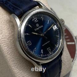 Rare Vintage WylerVetta Watch Automatic Blue Dial Swiss Made Men's Wristwatch