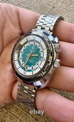 Rare Vintage YAROM Swiss Mechanical 17 Jewels Watch Green Dial World Time