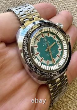 Rare Vintage YAROM Swiss Mechanical 17 Jewels Watch Green Dial World Time