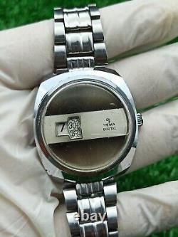 Rare Vintage YEMA WATCH Space Age Digital Jump Hour Automatic 70s Swiss