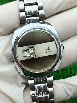 Rare Vintage YEMA WATCH Space Age Digital Jump Hour Automatic 70s Swiss