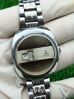 Rare Vintage YEMA WATCH Space Age Digital Jump Hour Automatic 70s Swiss