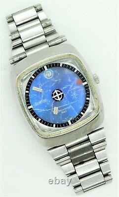 Rare Vintage Zodiac Astrographic Sst Mystery Dial Automatic Wristwatch Swiss