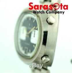 Rare Vintage Zodiac Chronograph Swiss Automatic 43mm Steel Blue Dial Wrist Watch