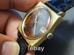 Rare Vintage Zodiac Corsair Wooden Dial Gold Tone Swiss Automatic Wrist Watch