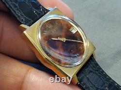 Rare Vintage Zodiac Corsair Wooden Dial Gold Tone Swiss Automatic Wrist Watch