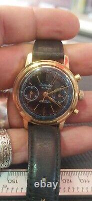 Rare Vintage chronograph Watch Black dial swiss made parts -repairs