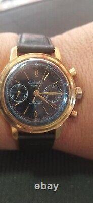 Rare Vintage chronograph Watch Black dial swiss made parts -repairs