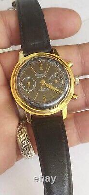 Rare Vintage chronograph Watch Black dial swiss made parts -repairs