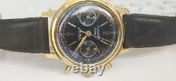 Rare Vintage chronograph Watch Black dial swiss made parts -repairs